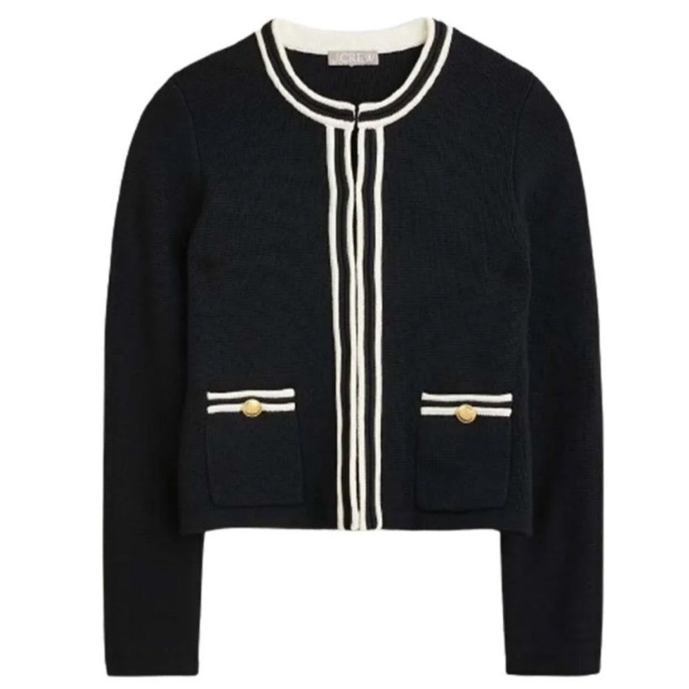 J Crew Sweater L Emilie Sweater Lady Jacket Black